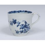 A Worcester Feather Moulded Floral pattern coffee cup,