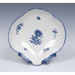 A Worcester The Carnation and Fruit Sprigs pattern shell shaped dish,