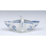 A Worcester two-handled sauceboat, with flattened thumbrests,