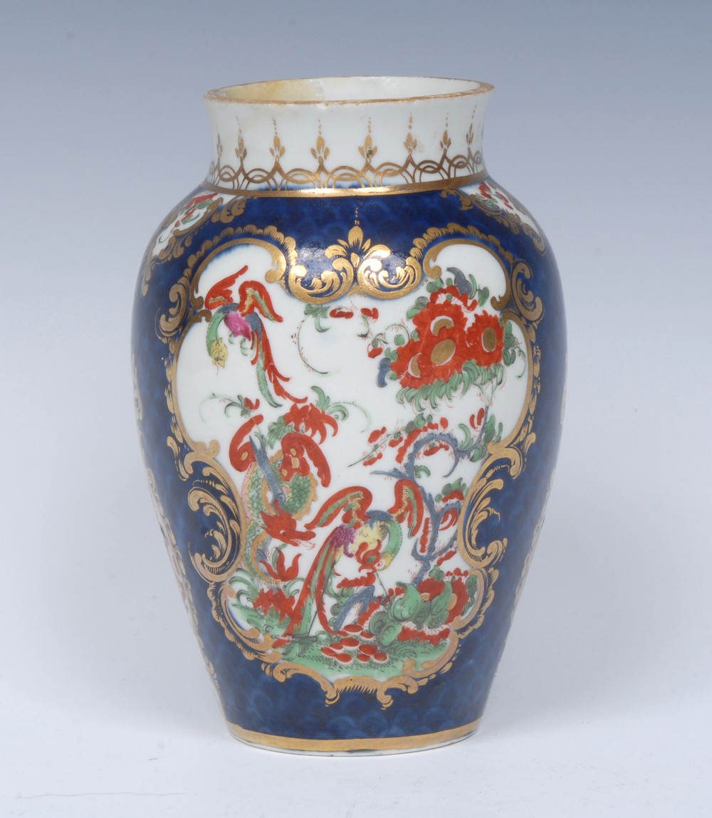 A Worcester Phoenix pattern ovoid vase,