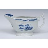 A small Worcester Fisherman and Billboard Island pattern strap fluted sauce boat,