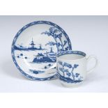 A Worcester Cannonball pattern coffee cup and saucer, strap grooved handle,