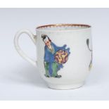 A Worcester Pu Tai pattern coffee cup, grooved handle,