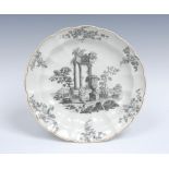 A Worcester shaped lobed and fluted circular plate,