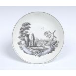 A Worcester 'The Windmill' pattern saucer,