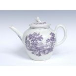 A Worcester tapering ovoid pattern teapot and cover, faceted spout,