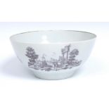 A Worcester The Anchorage pattern bowl, printed with three engravings after Robert Hancock,