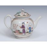 A Worcester Mandarin style globular teapot and cover, decorated in the James Giles workshop,