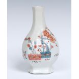 A Worcester Banded Hedge and Ho-Ho Bird pattern slightly flattened hexagonal bottle vase,