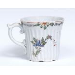 A Worcester straight flared ribbed moulded coffee cup, shaped rim,