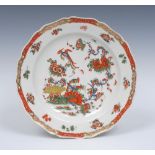 A Worcester Phoenix pattern silver shaped plate, painted in the Kakiemon palette,