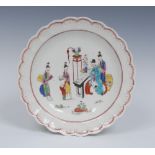 A Worcester Chinese Family pattern shaped circular plate,