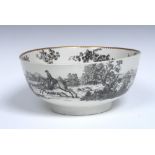 A Worcester The Foxhunt pattern punch bowl, after a painting by James Seymour,