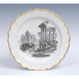 A Worcester 'The Temple Ruins' pattern shaped circular plate,