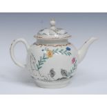 A Worcester 'Two Quails' pattern globular teapot and cover,