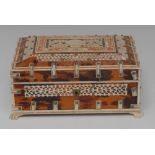 An Anglo Indian tortoiseshell and Vizagatam ivory rectangular casket,