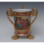 A Vienna three handled vase,