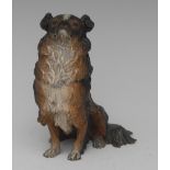 An early 20th century Austrian novelty cold-painted bronze inkwell, as a border collie,