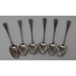 A set of six George III silver Old English pattern teaspoons, Peter & Ann Bateman,