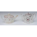 A New Hall serpentine commode shaped teapot and cover,