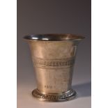 A 19th century Danish silver flared cylindrical beaker, engraved with a guilloche band,