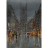 Michael Crawley Looking Towards the Cathedral, Irongate, Derby signed, titled to verso, watercolour,