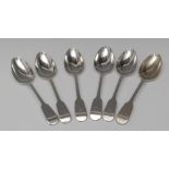 Paul Storr - a set of six George III silver Fiddle pattern dessert spoons, London 1817,