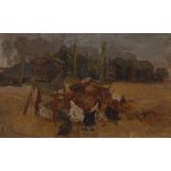 Arthur Spooner (1873-1962) Hens in Farmyard oil on board,