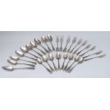 A set of six Old English pattern silver table spoons, Stephen Adams II, London 1816; other,