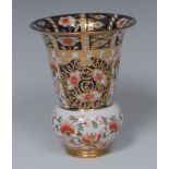 A Royal Crown Derby 6299 pattern thistle shaped vase, everted rim, 11.