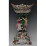 A large Meissen centrepiece, pieced and encrusted oval bowl,