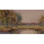 Michael Crawley Backwater, River Trent signed, titled to verso, watercolour,