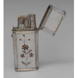 An 18th century silver mounted mother of pearl canted rectangular etui,