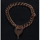 A 9ct rose gold bracelet, padlock clasp, stamped 9, 18.4cm long, 11.