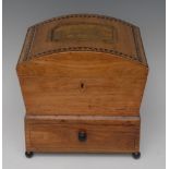 A Regency Tunbridge ware Named-View sarcophagus shape work box,