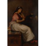 Continental School (19th century) Study of a Levantine Beauty, full-length, seated in contemplation,