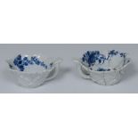 A Worcester pickle dish, decorated in underglaze blue with stylised flowers and foliage,