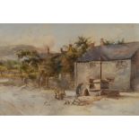 John Gutteridge Sykes (1866 - 1941) Children at the Village Pump signed, watercolour, 37.