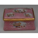 An 18th century enamel bowed rectangular table snuff box,