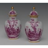 A pair of Meissen ovoid vases and covers,