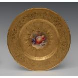 A Royal Worcester shaped circular plate painted by J.