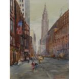 Michael Crawley The Chrysler Building, New York signed, titled to verso, watercolour,