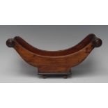 A Regency mahogany boat shaped cheese coaster, split-turned handles,