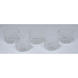 A set of five 19th century glass double lipped glass rinsers, hobnail cut band,