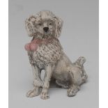 An early 20th century Austrian cold-painted cabinet bronze, of a white poodle,