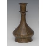 An 18th century Persian patinated bronze bottle vase,