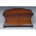 A 19th century burr walnut sarcophagus tea caddy,