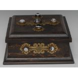 A Victorian Gothic Revival gilt-metal and tiger's eye-mounted coromandel square work box,