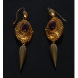 A pair of neoclassical oval and bomb droplet earrings,