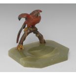 An early 20th century Austrian cold-painted bronze, of a macaw,